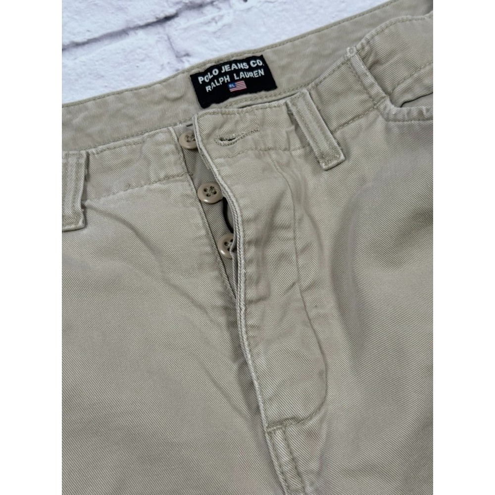 Vintage Polo Jean Co Ralph Lauren Ladies 12‎ Button Front Khaki Cargo Shorts
